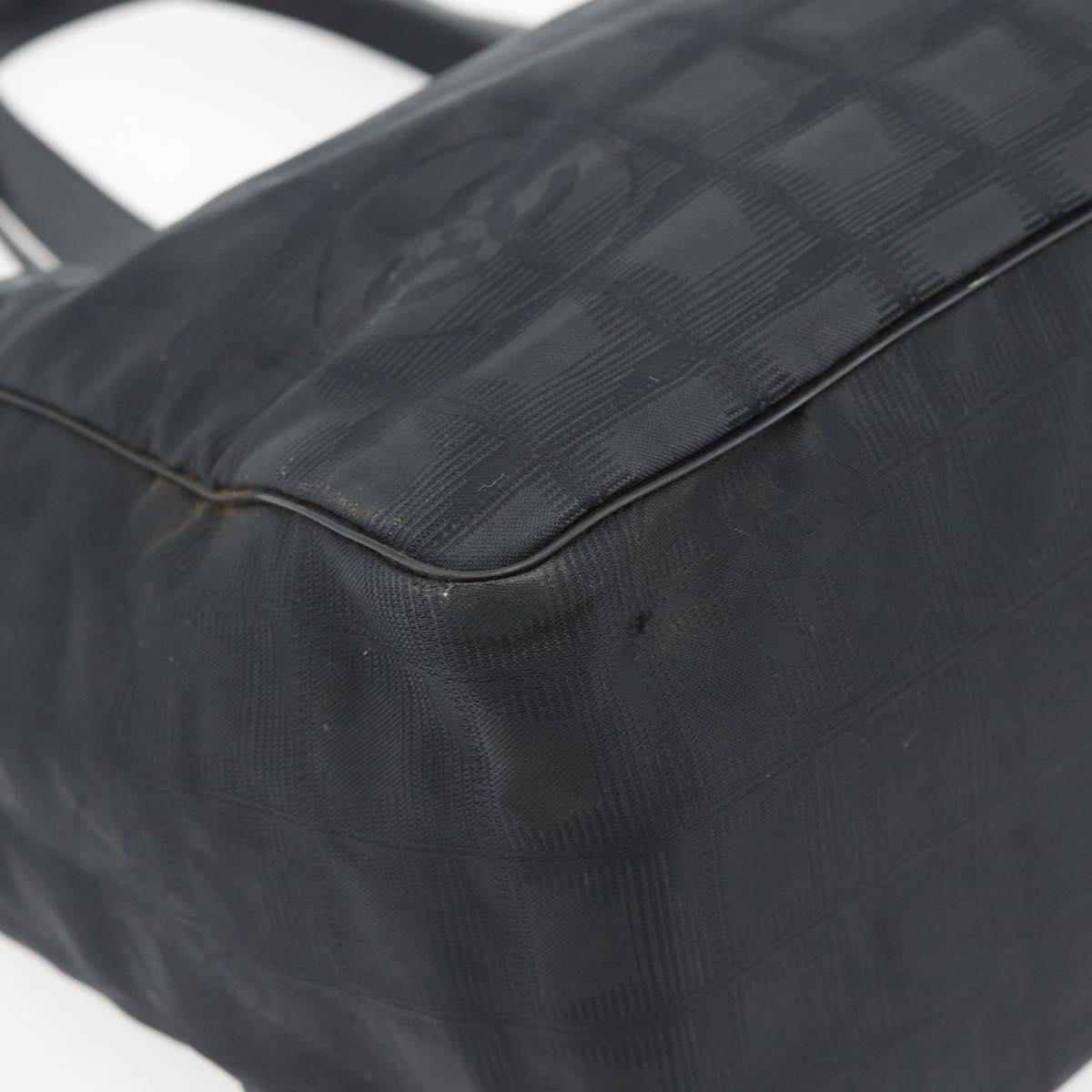 CHANEL New Travel line Tote Bag Nylon Black CC Auth 181153