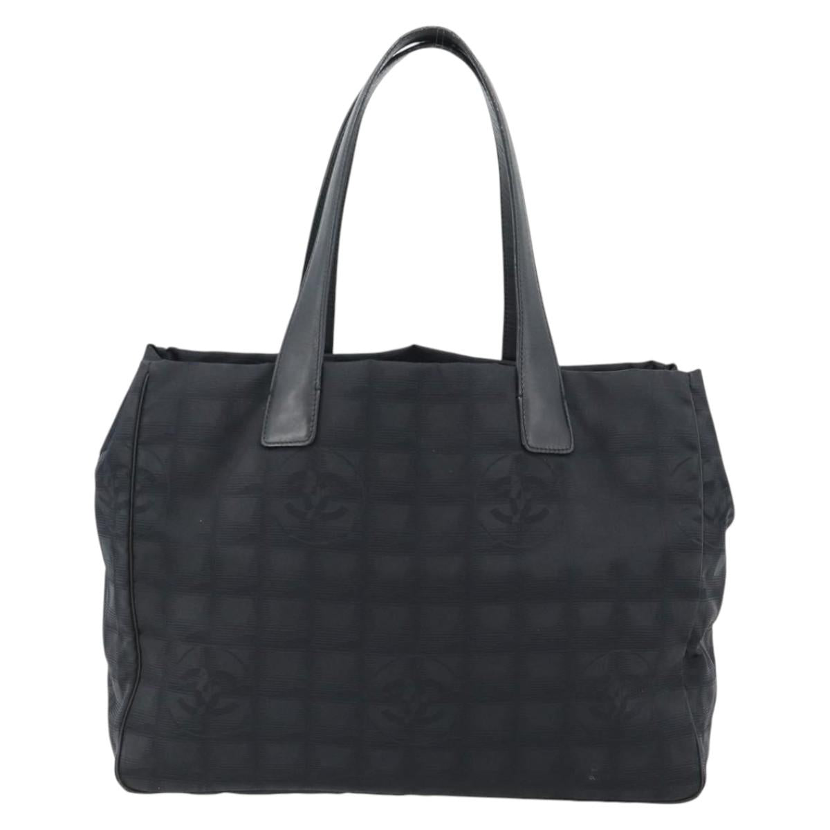 CHANEL New Travel line Tote Bag Nylon Black CC Auth 181153
