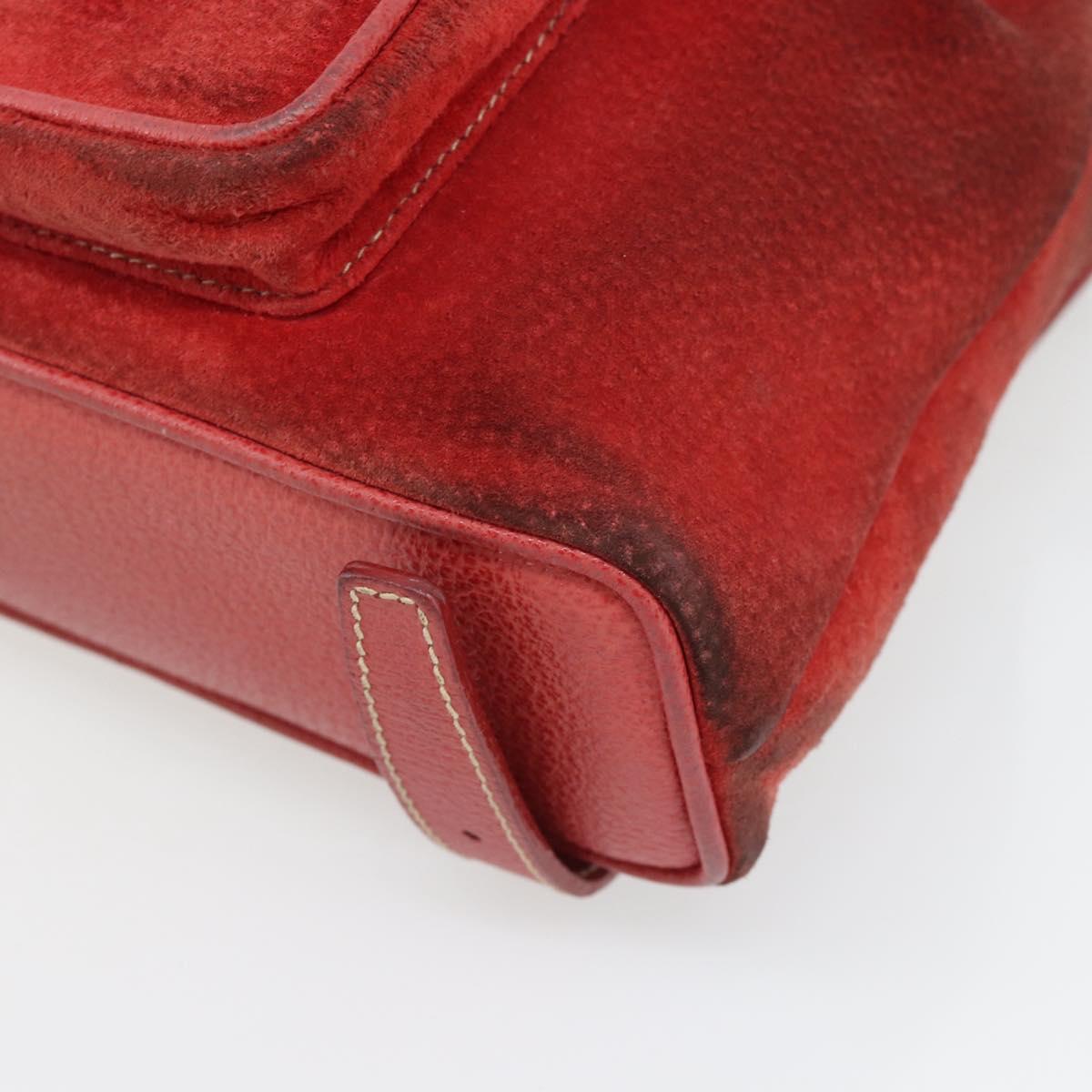 GUCCI Bamboo Backpack Suede Red Gold 003 2058 0030 Auth 181155