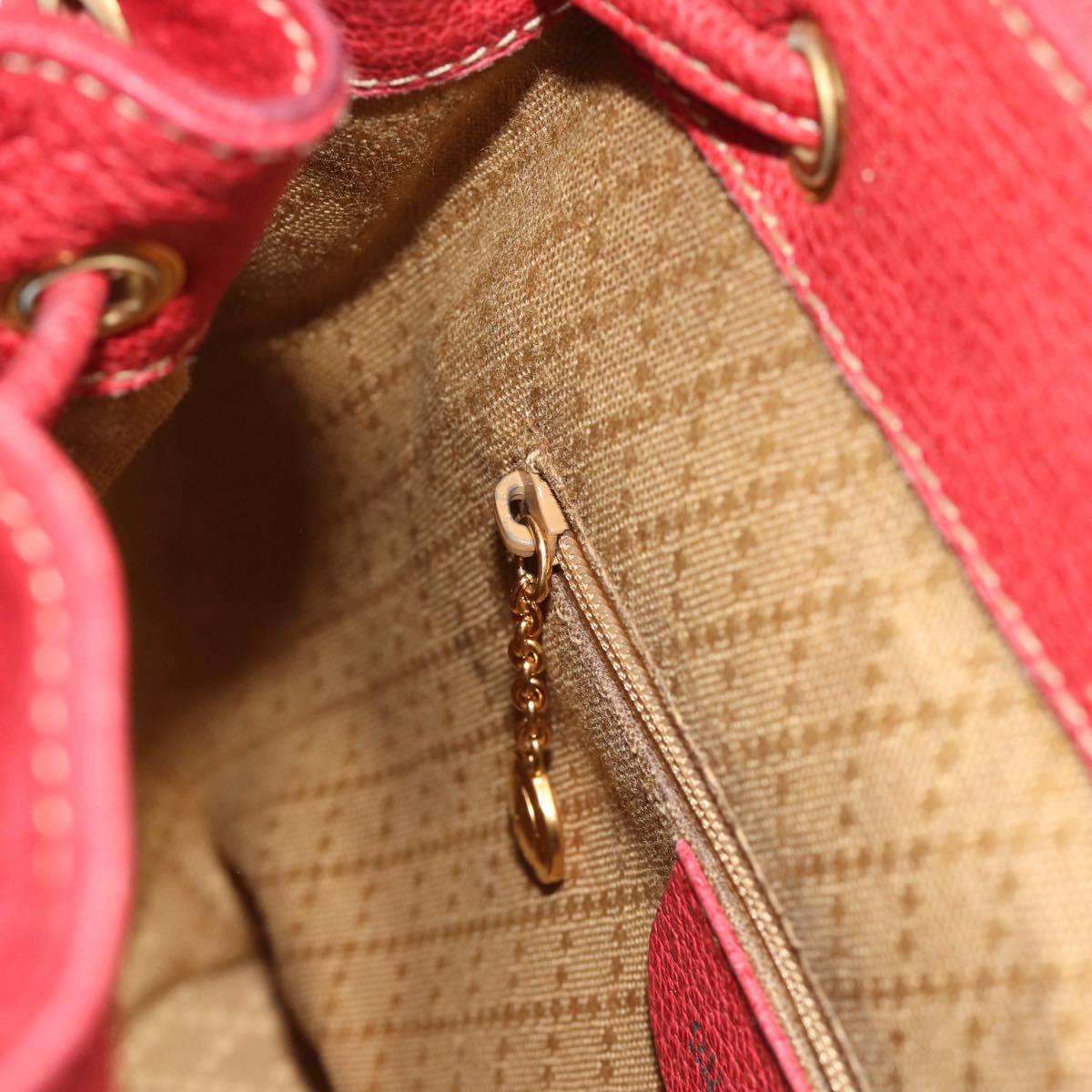 GUCCI Bamboo Backpack Suede Red Gold 003 2058 0030 Auth 181155