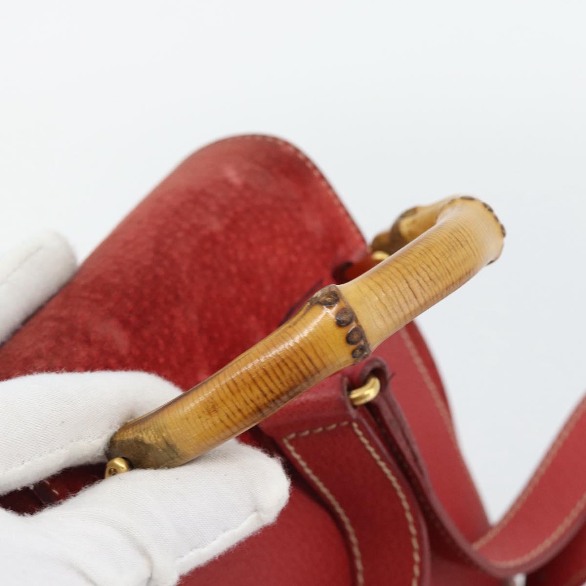 GUCCI Bamboo Backpack Suede Red Gold 003 2058 0030 Auth 181155