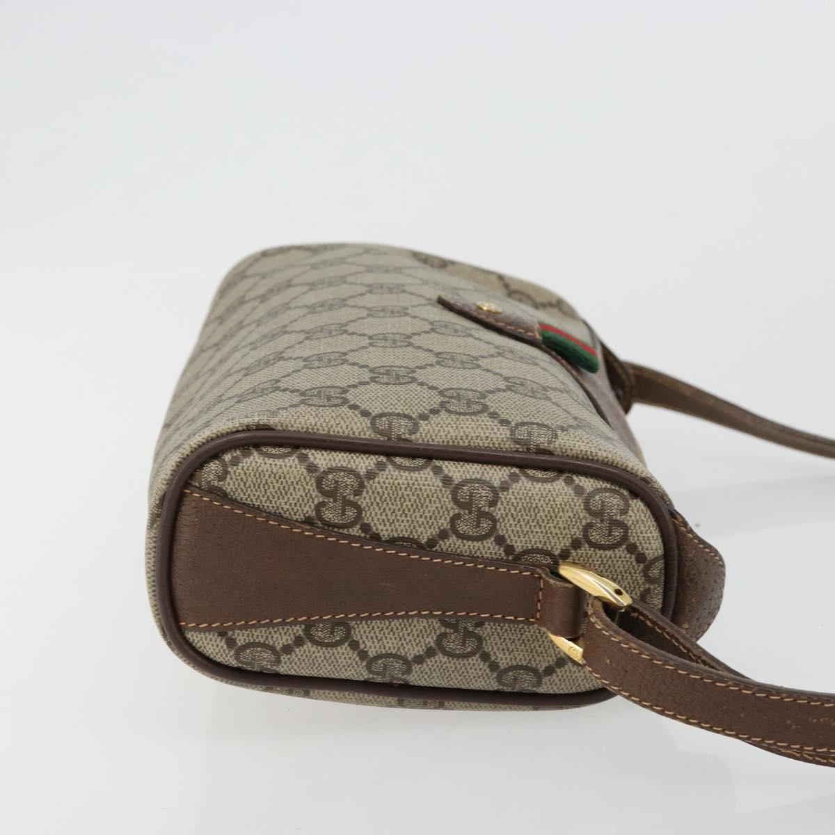 GUCCI GG Supreme Web Sherry Line Bag PVC Beige Gold 89 02 018 Auth 181156