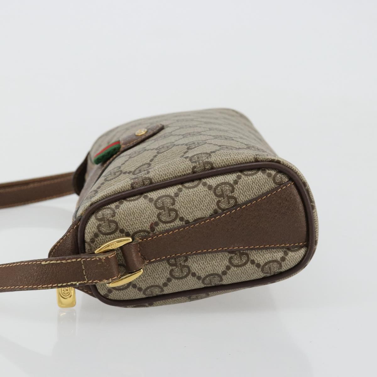 GUCCI GG Supreme Web Sherry Line Bag PVC Beige Gold 89 02 018 Auth 181156