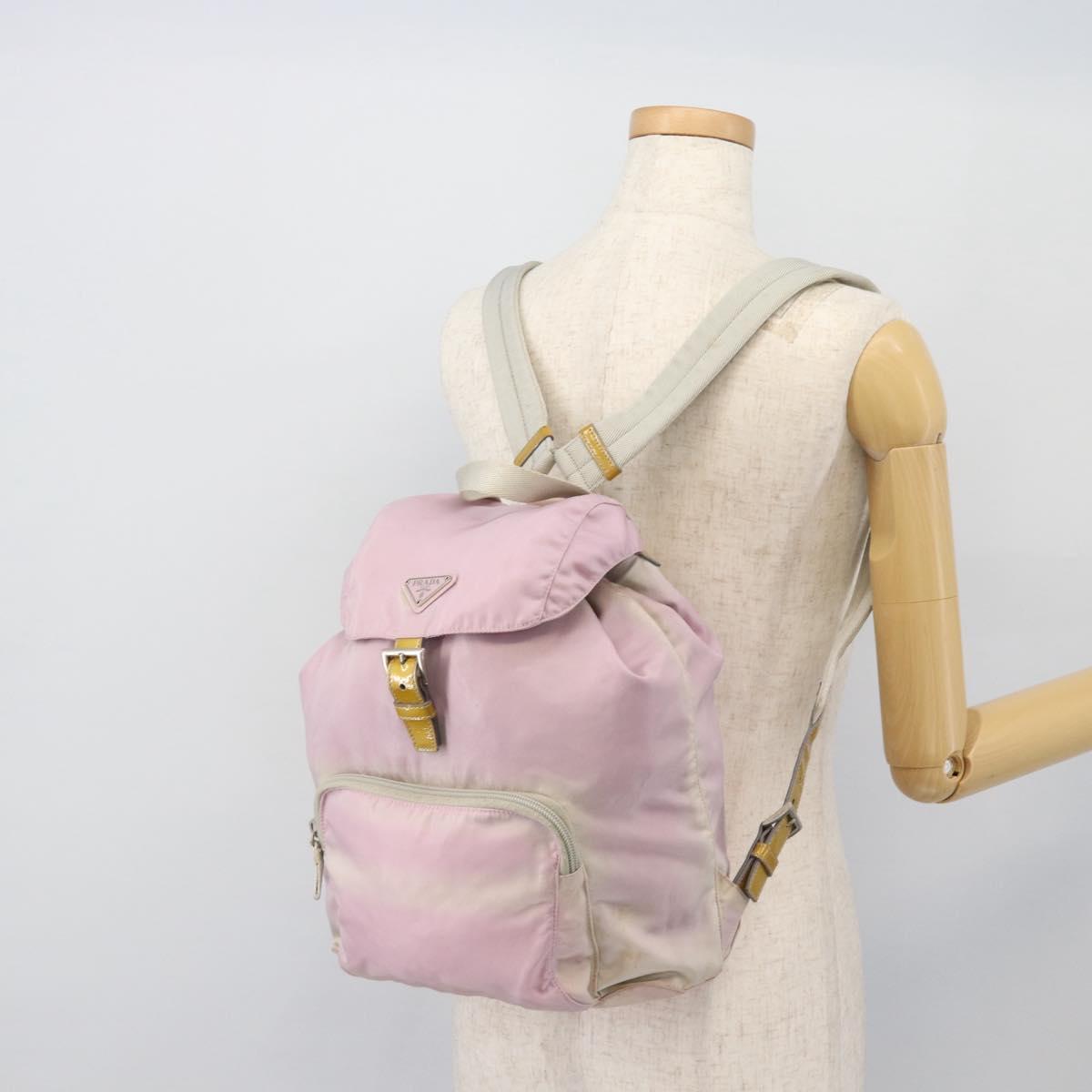 PRADA Backpack Nylon Pink Silver Auth 181159