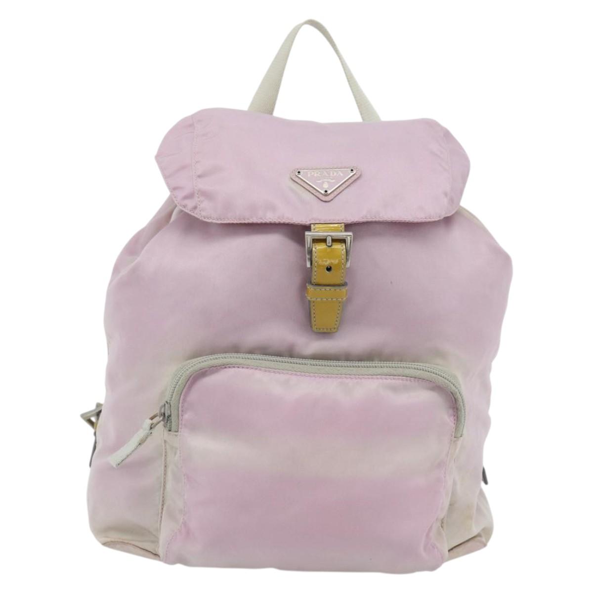 PRADA Backpack Nylon Pink Silver Auth 181159