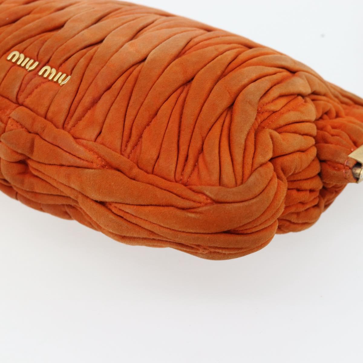 Miu Miu Matelasse Shoulder Bag Leather Orange Gold Auth 181161