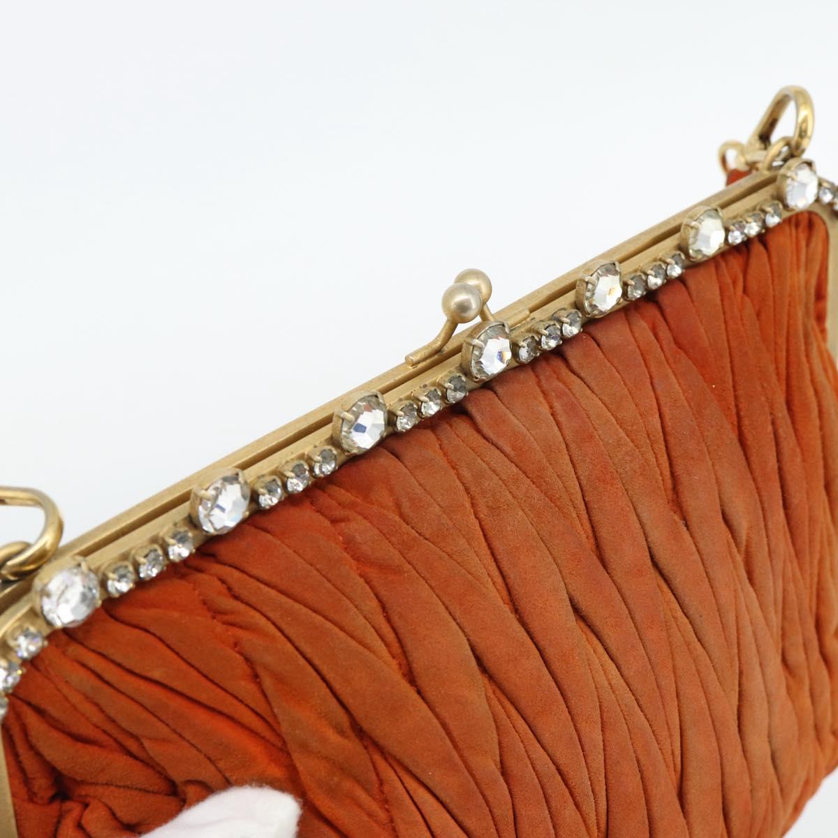 Miu Miu Matelasse Shoulder Bag Leather Orange Gold Auth 181161