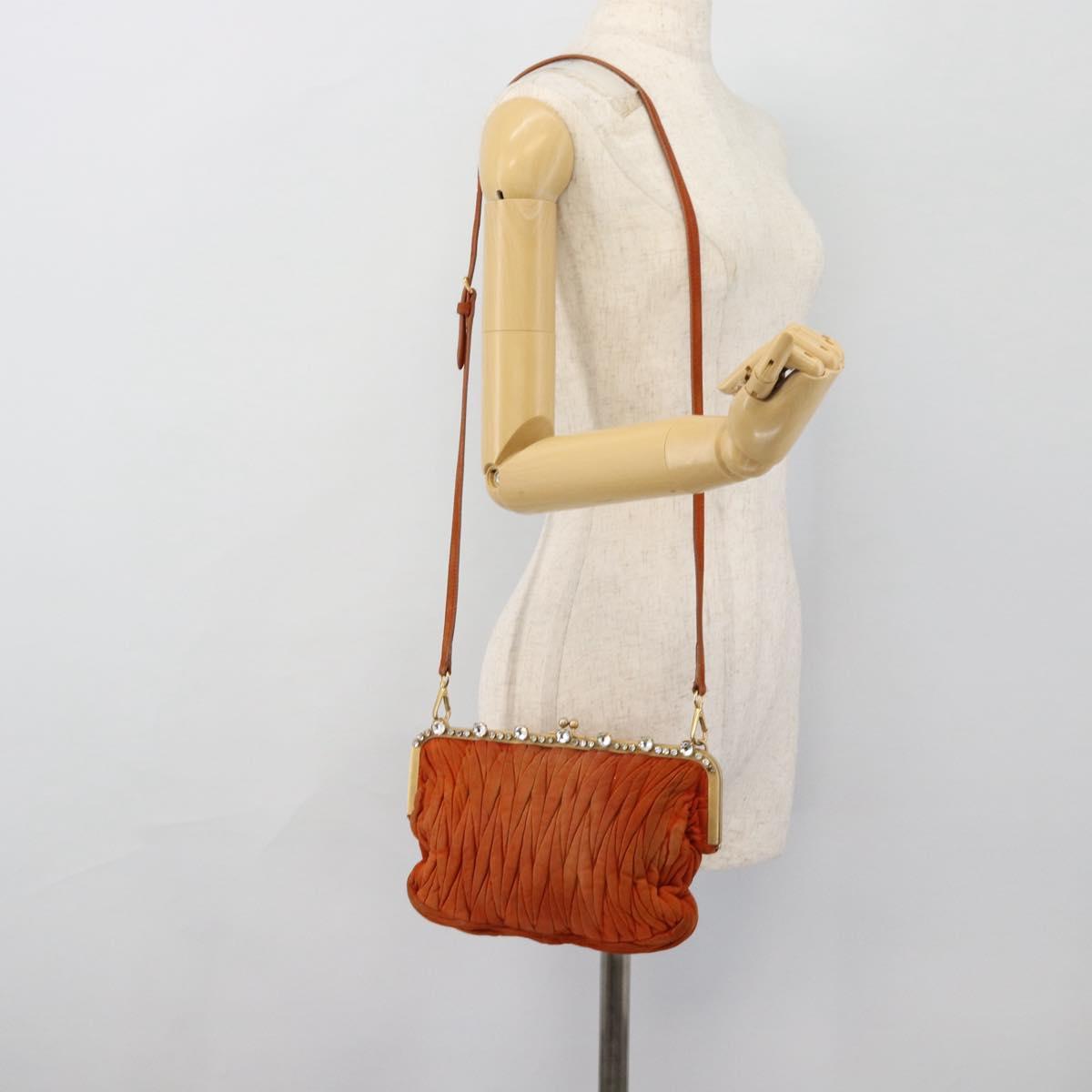 Miu Miu Matelasse Shoulder Bag Leather Orange Gold Auth 181161