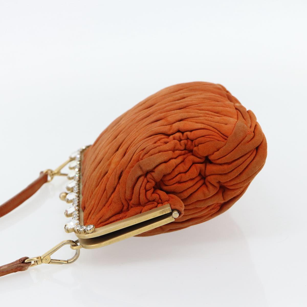 Miu Miu Matelasse Shoulder Bag Leather Orange Gold Auth 181161