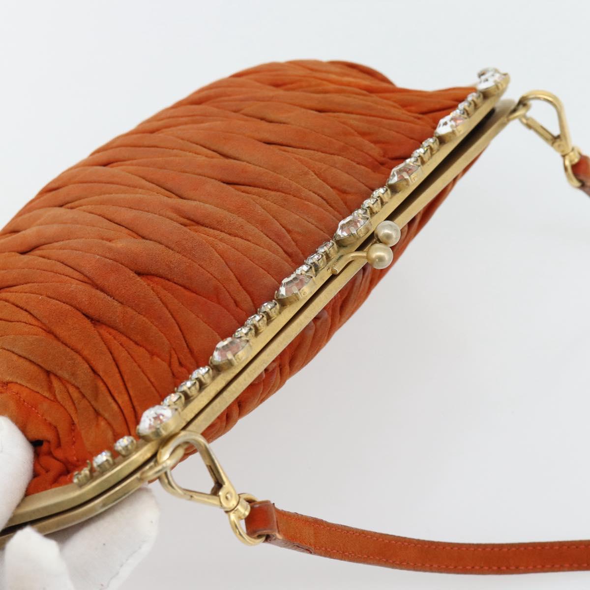 Miu Miu Matelasse Shoulder Bag Leather Orange Gold Auth 181161