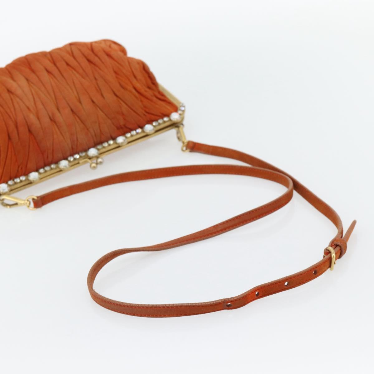 Miu Miu Matelasse Shoulder Bag Leather Orange Gold Auth 181161