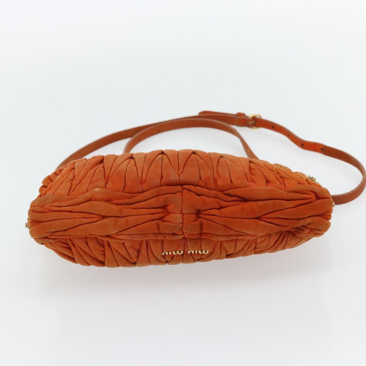 Miu Miu Matelasse Shoulder Bag Leather Orange Gold Auth 181161