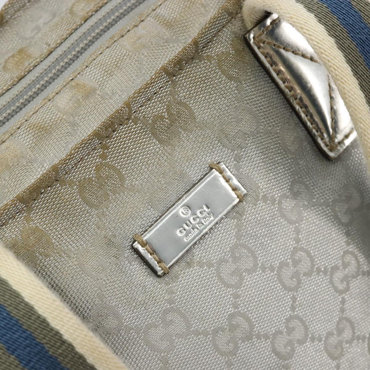 GUCCI GG Canvas Sherry Line Hand Bag Silver Gray 131228 Auth 181162
