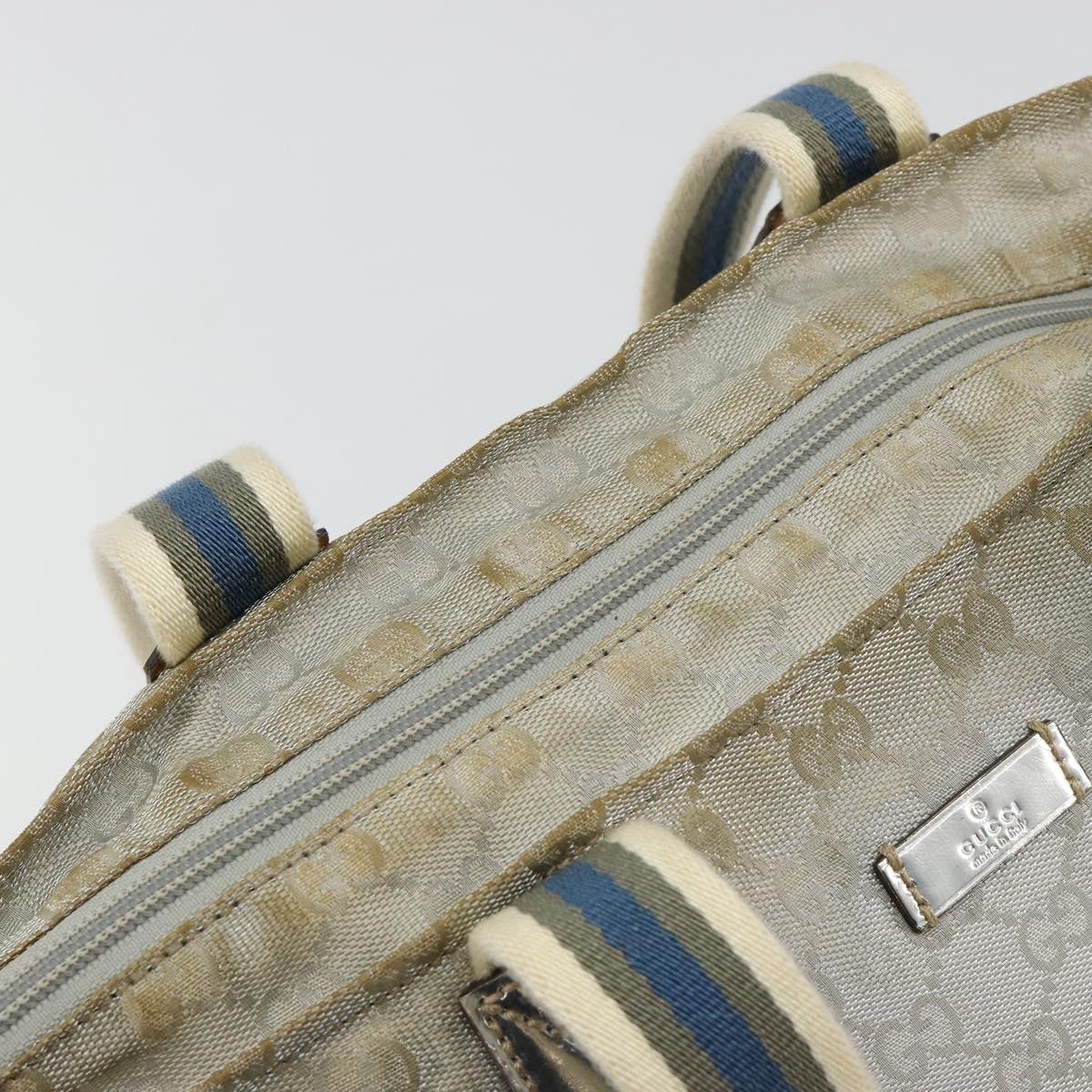 GUCCI GG Canvas Sherry Line Hand Bag Silver Gray 131228 Auth 181162