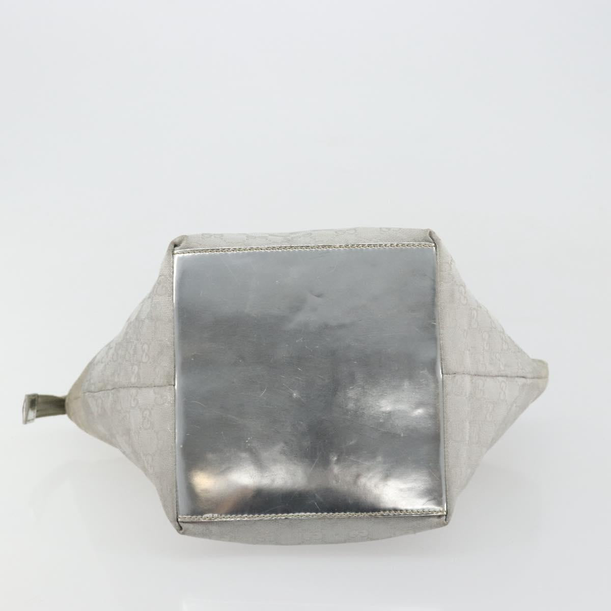 GUCCI GG Canvas Sherry Line Hand Bag Silver Gray 131228 Auth 181162