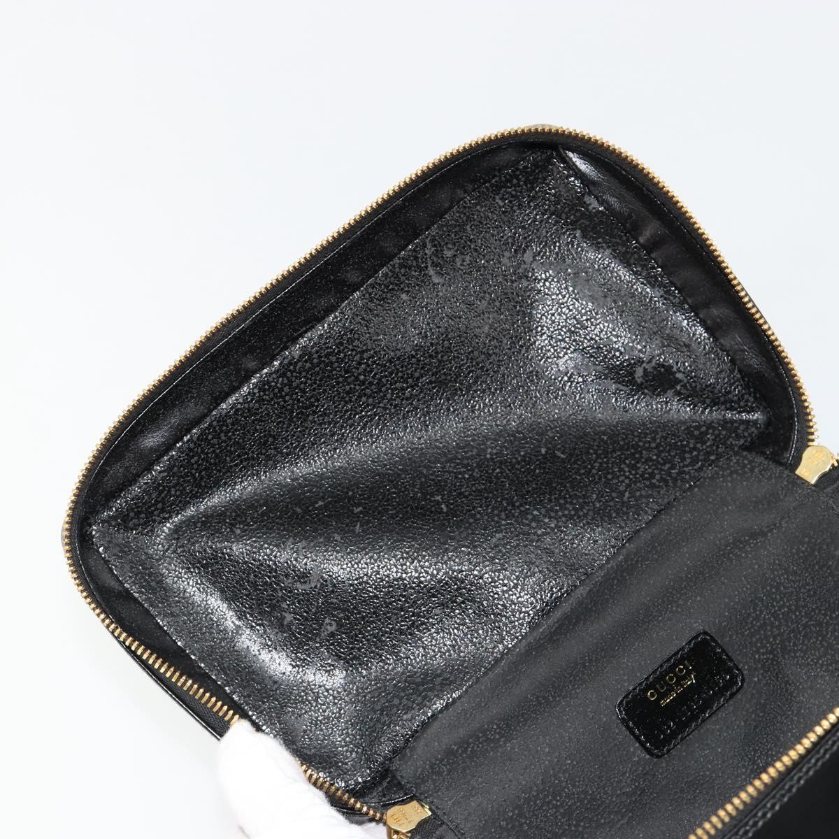 GUCCI Bamboo Vanity Hand Bag Patent leather Black Gold Auth 181163