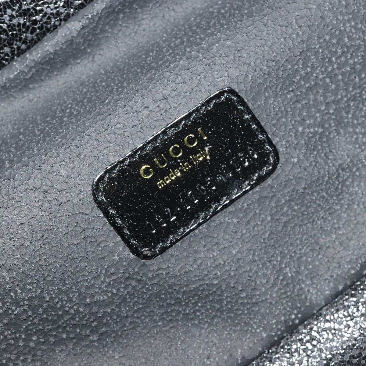 GUCCI Bamboo Vanity Hand Bag Patent leather Black Gold Auth 181163