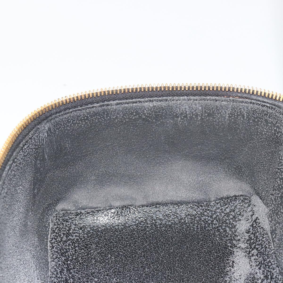 GUCCI Bamboo Vanity Hand Bag Patent leather Black Gold Auth 181163