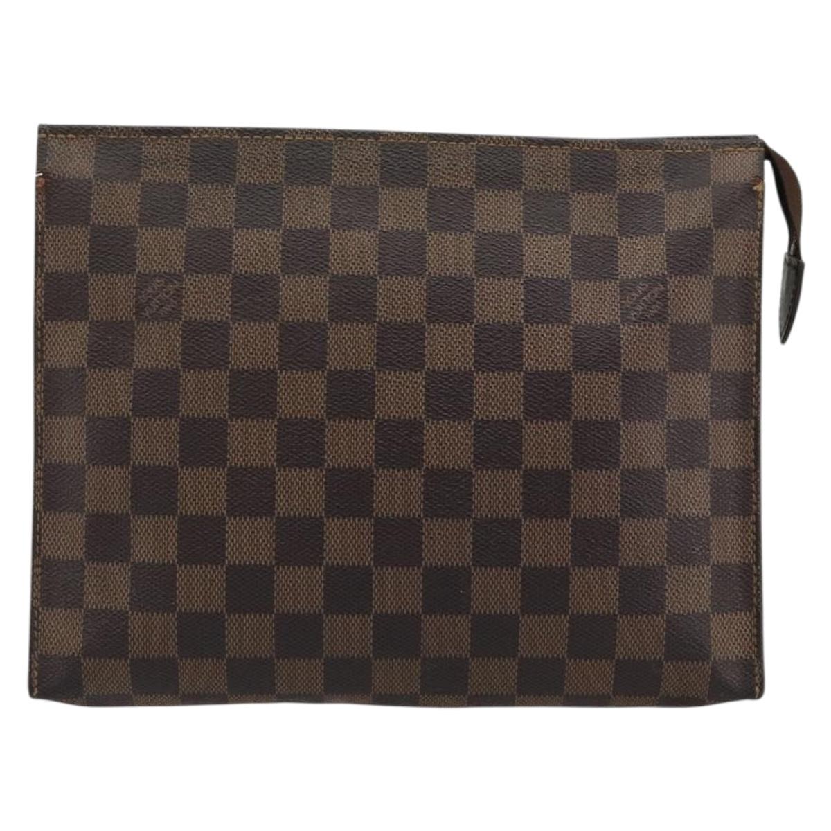 LOUIS VUITTON Damier Ebene Poche Toilette 26 Pouch N47543 LV Auth 181164