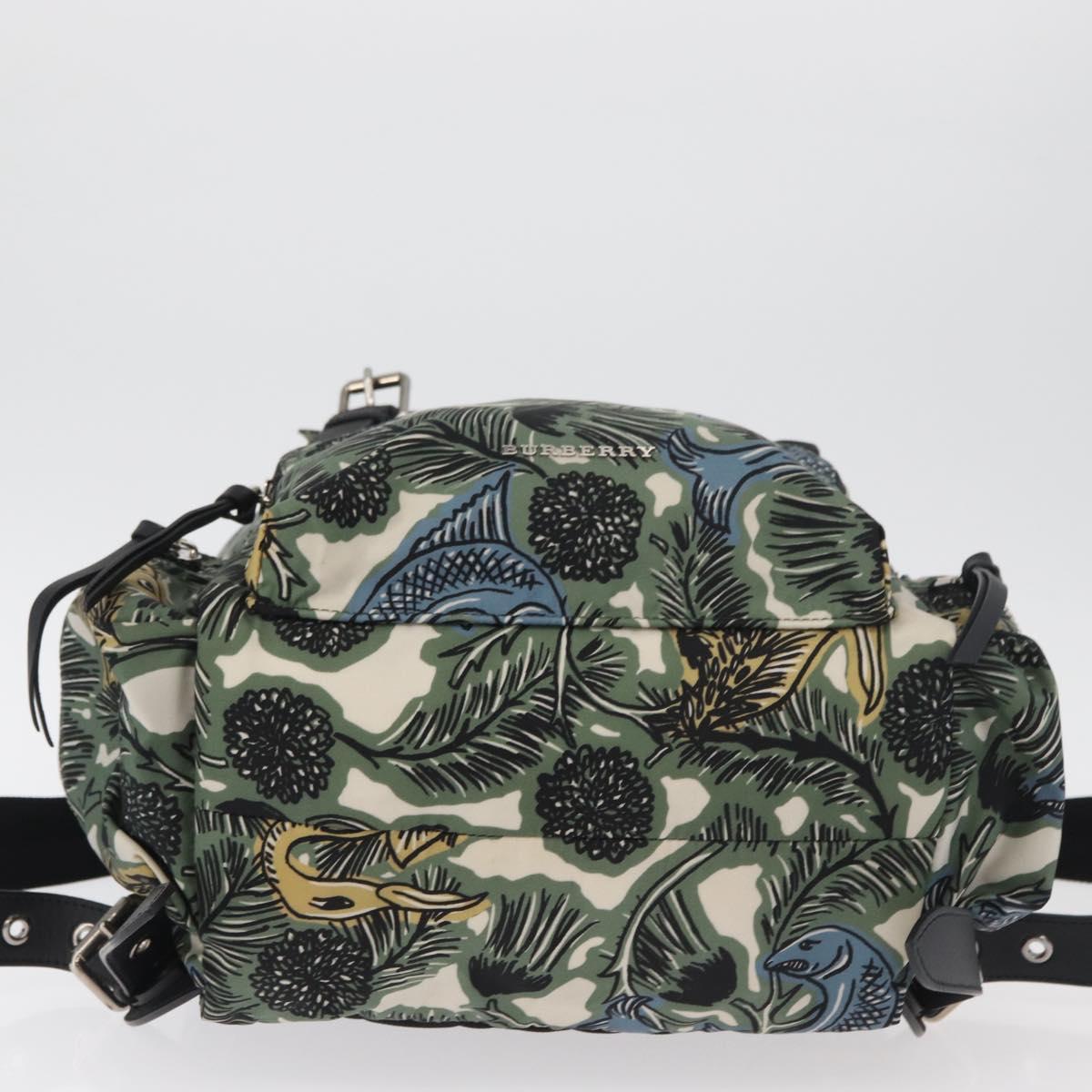 BURBERRY Backpack Nylon Green Silver Auth 181165A