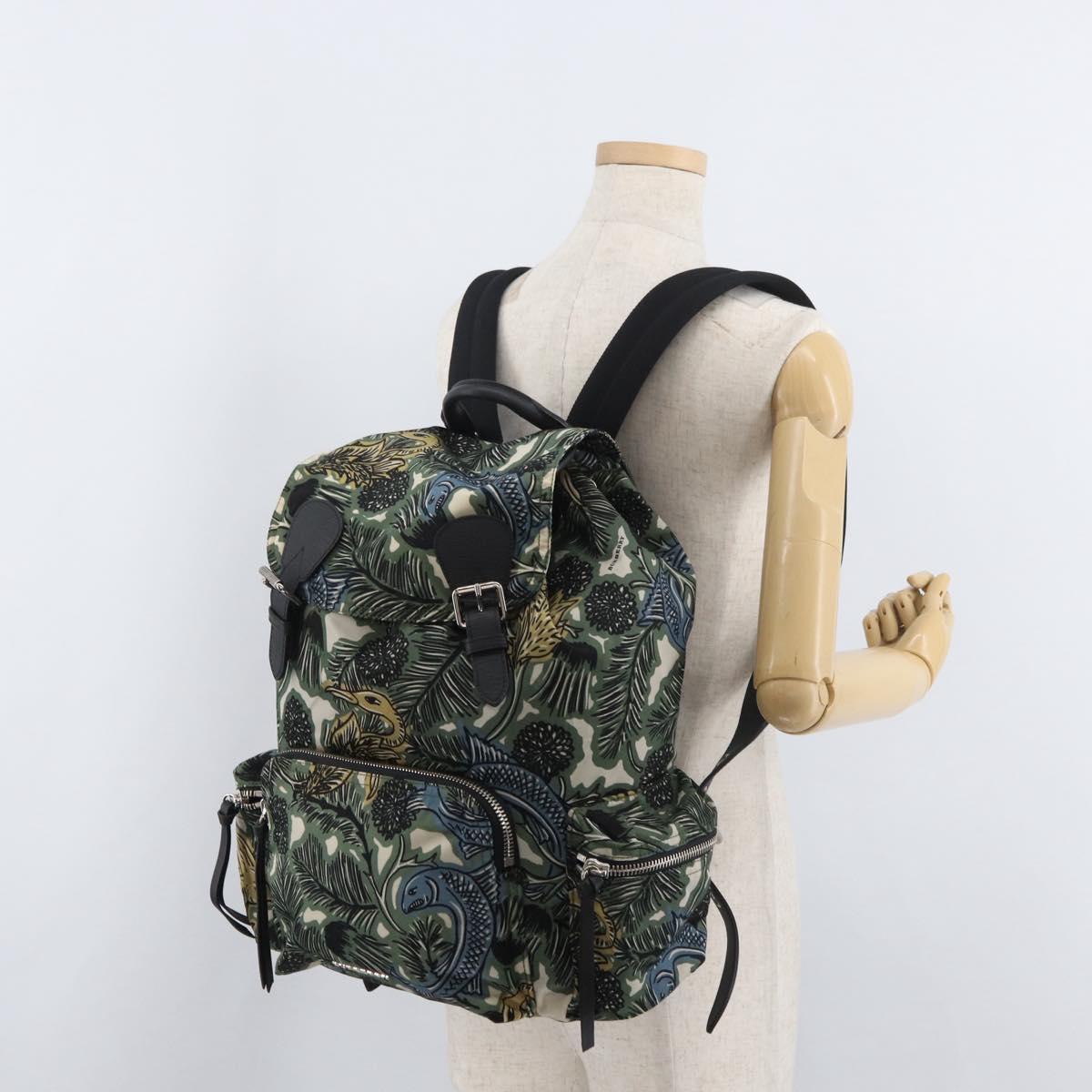 BURBERRY Backpack Nylon Green Silver Auth 181165A