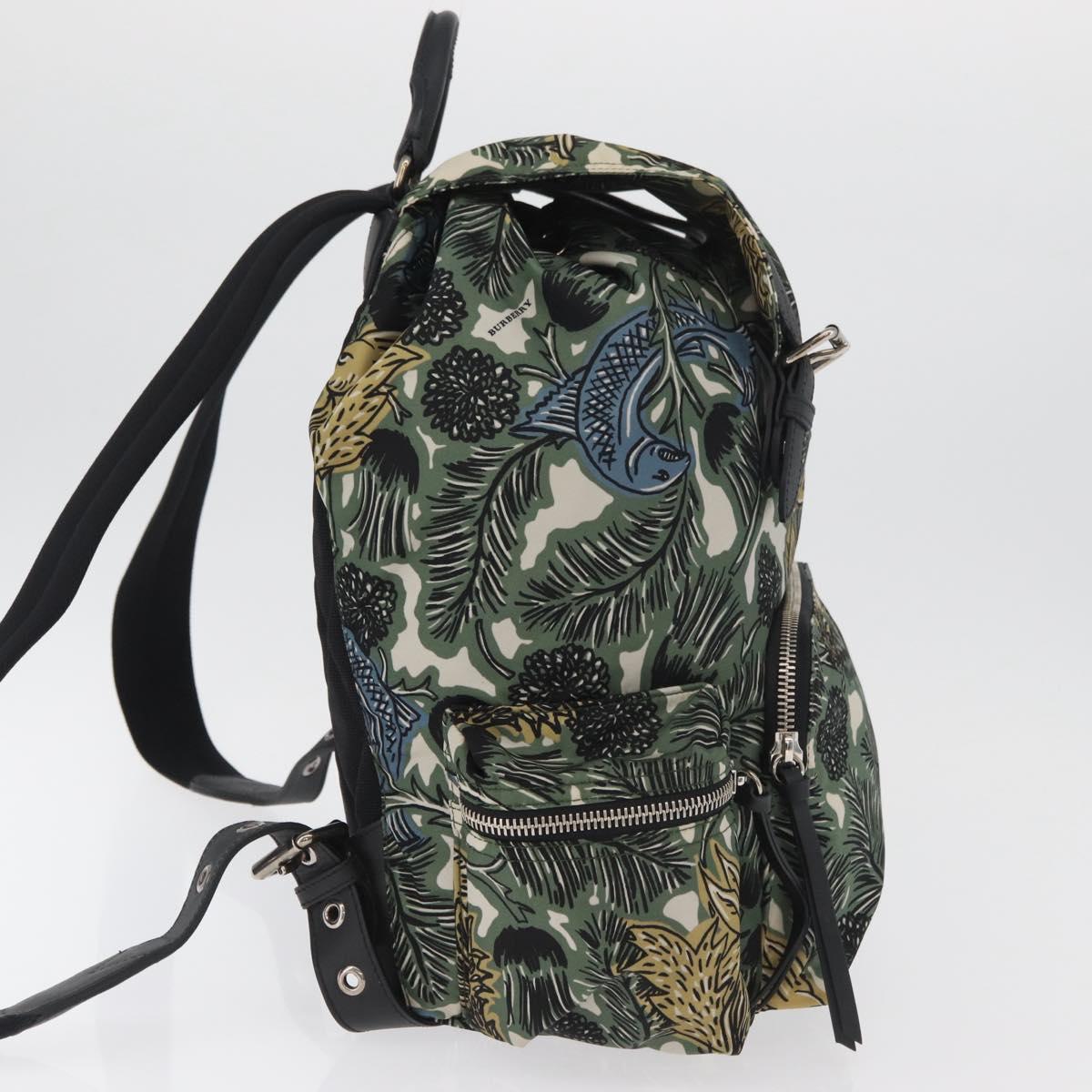 BURBERRY Backpack Nylon Green Silver Auth 181165A
