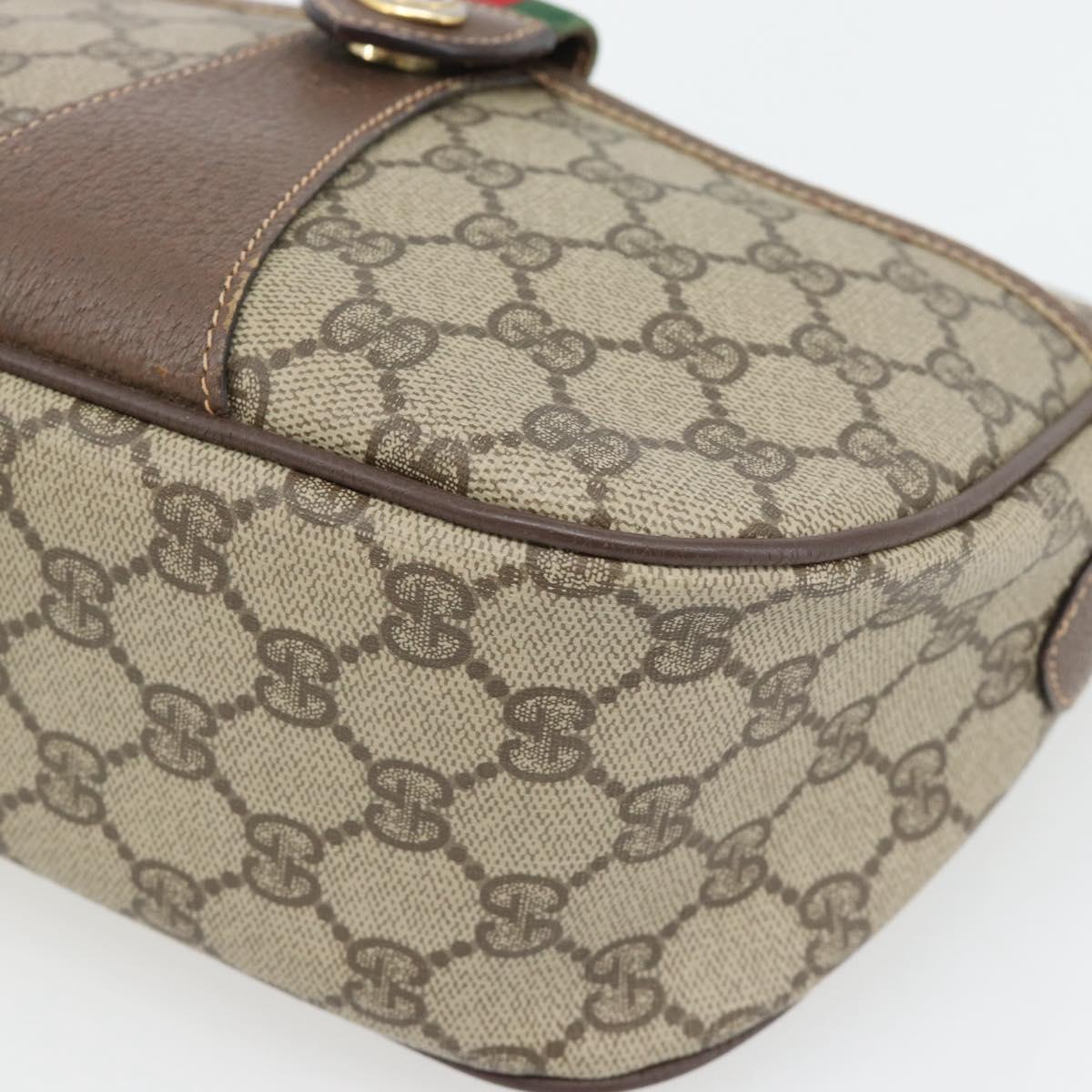 GUCCI GG Supreme Web Sherry Line Bag PVC Beige Gold 89 02 032 Auth 181166