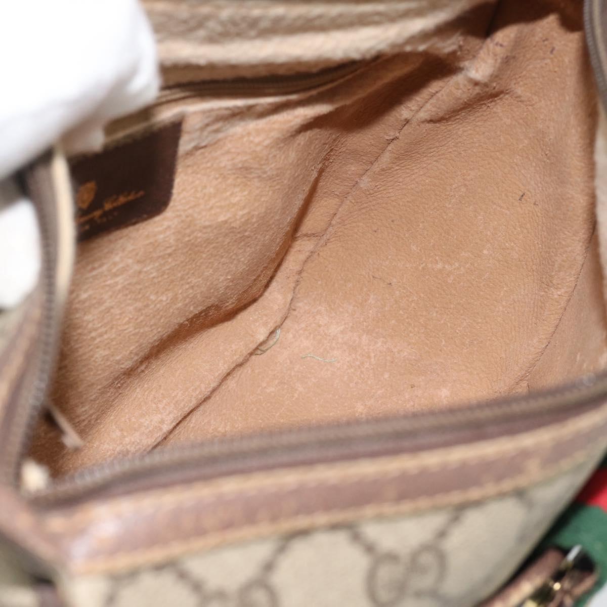 GUCCI GG Supreme Web Sherry Line Bag PVC Beige Gold 89 02 032 Auth 181166