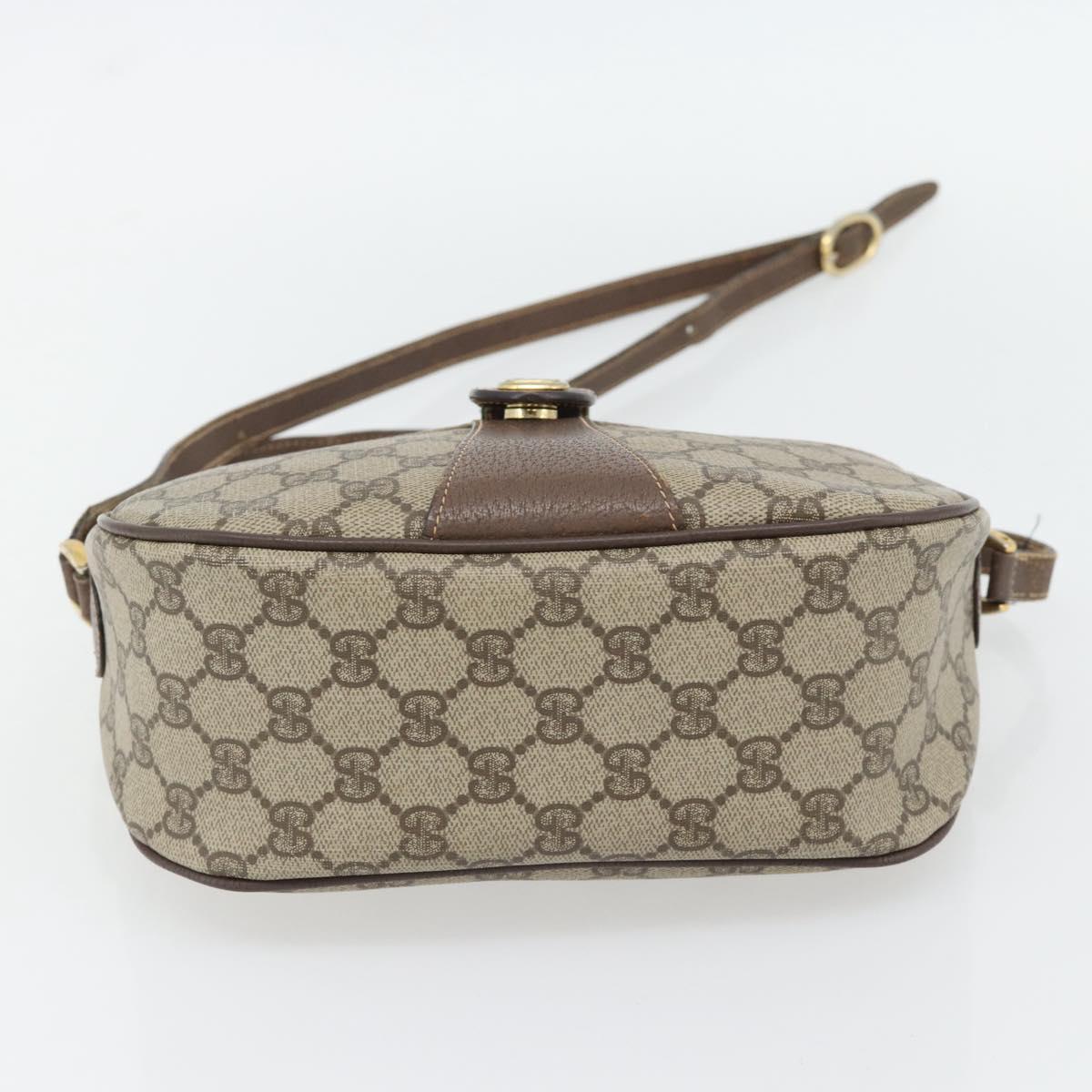GUCCI GG Supreme Web Sherry Line Bag PVC Beige Gold 89 02 032 Auth 181166