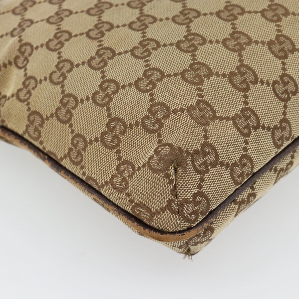 GUCCI GG Canvas Shoulder Bag Beige Silver 122793 Auth 181168