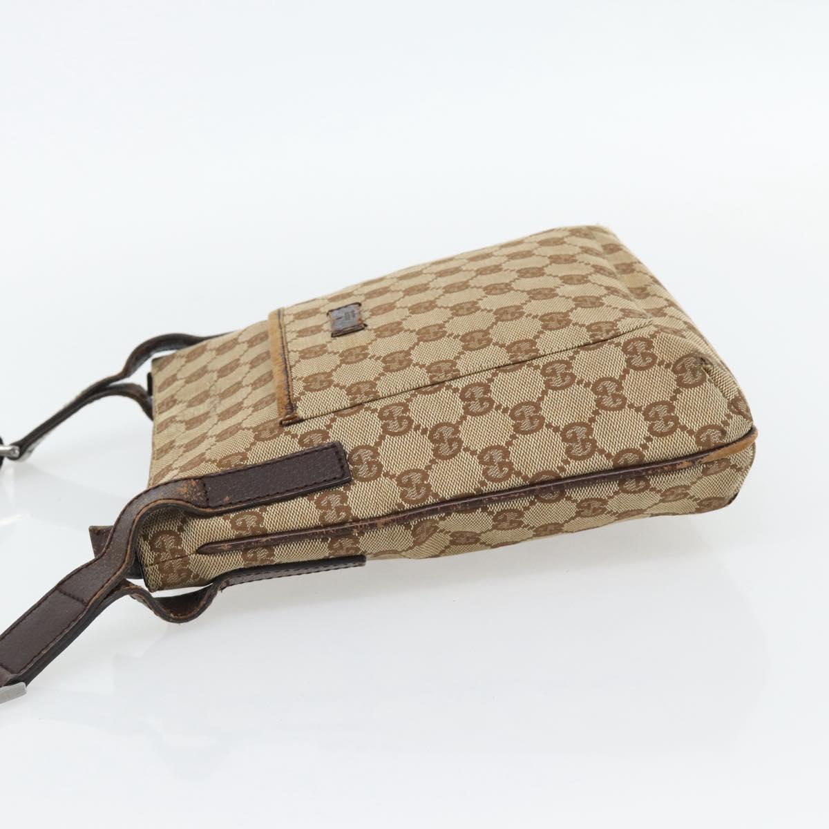 GUCCI GG Canvas Shoulder Bag Beige Silver 122793 Auth 181168