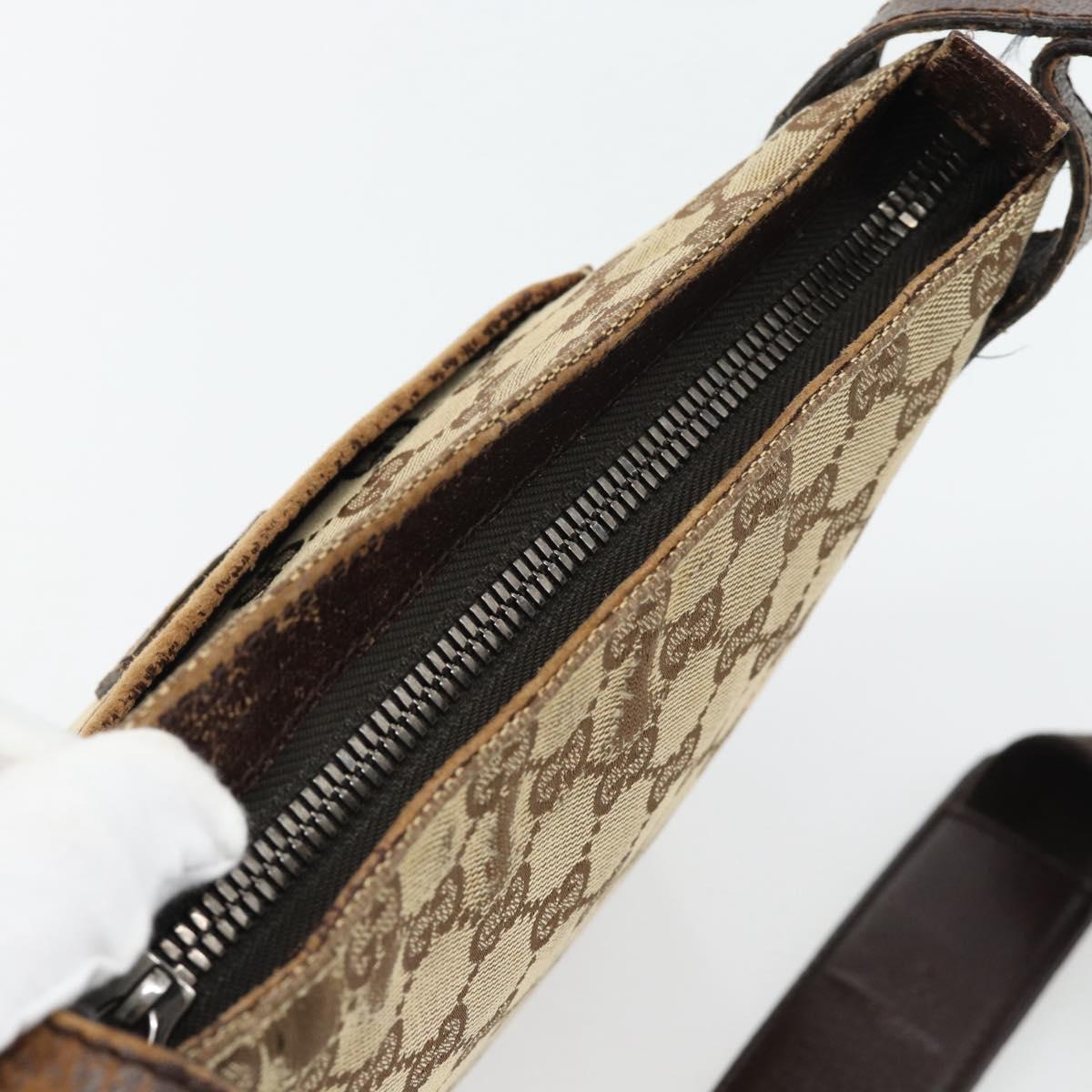 GUCCI GG Canvas Shoulder Bag Beige Silver 122793 Auth 181168