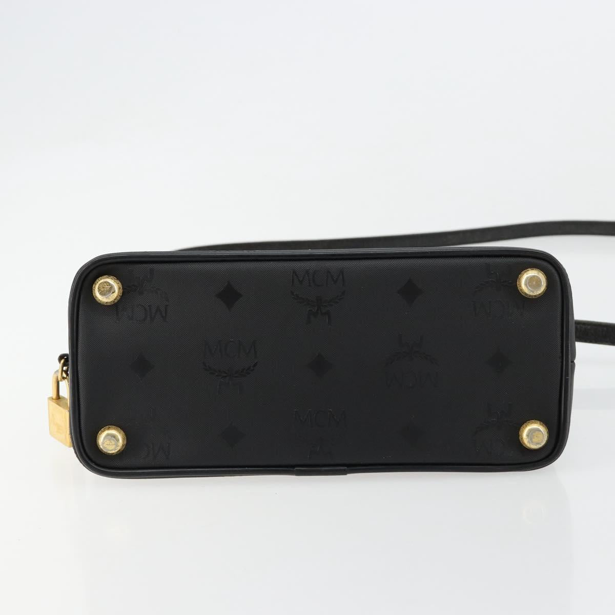 MCM Logogram Vicetos Hand Bag PVC 2way Black Gold Auth 181172
