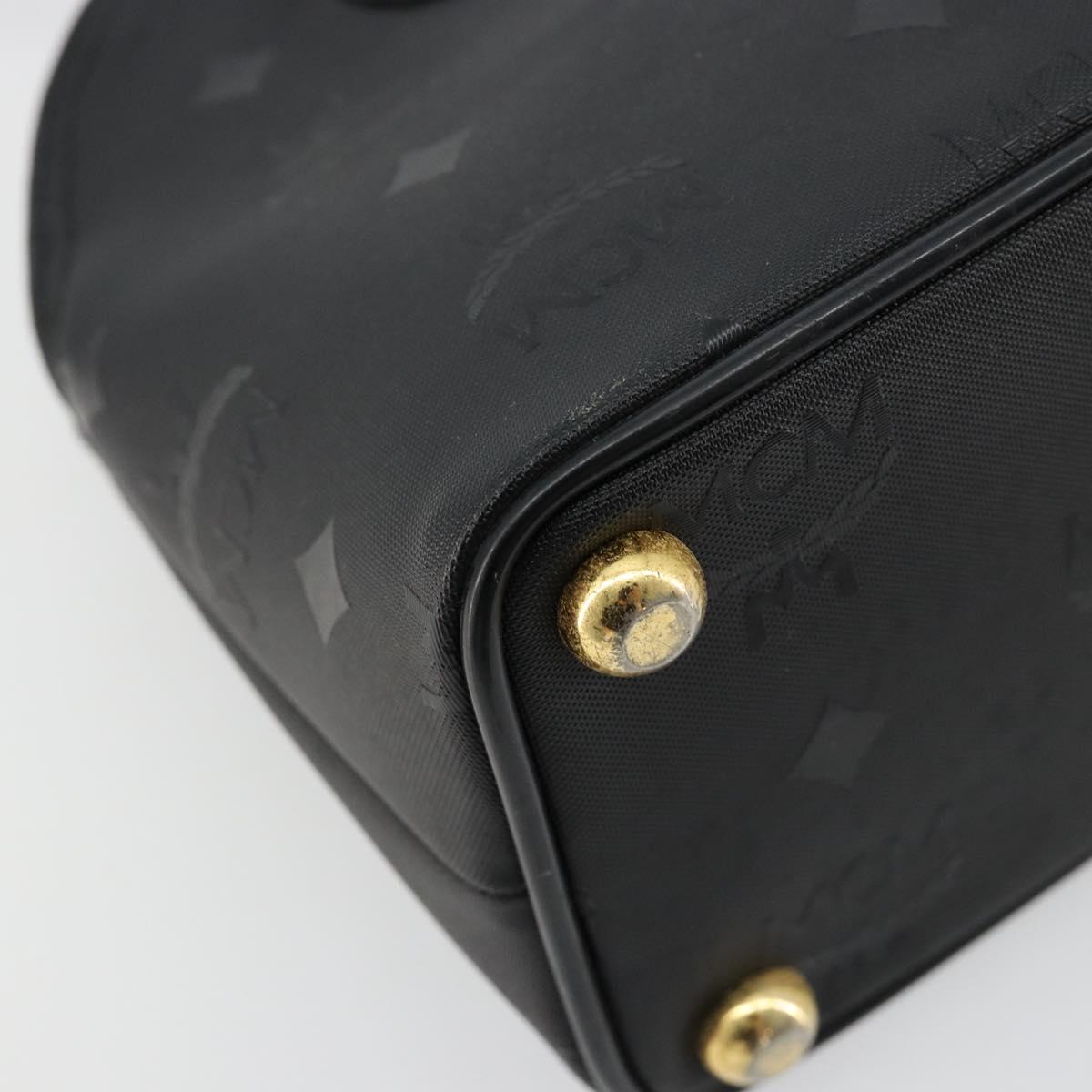 MCM Logogram Vicetos Hand Bag PVC 2way Black Gold Auth 181172