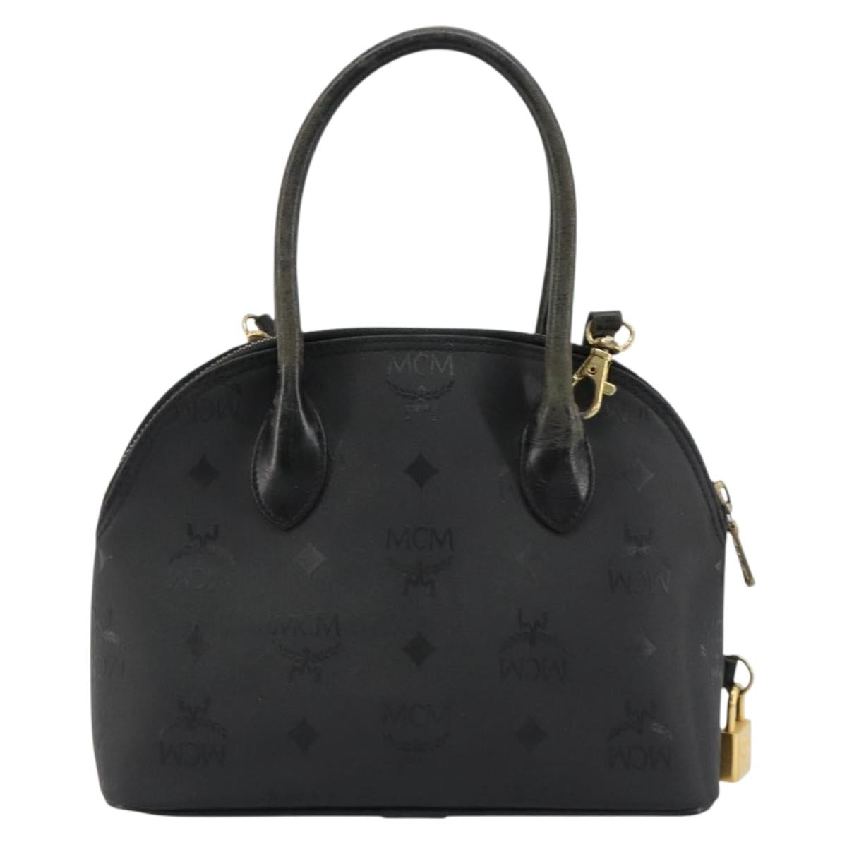 MCM Logogram Vicetos Hand Bag PVC 2way Black Gold Auth 181172