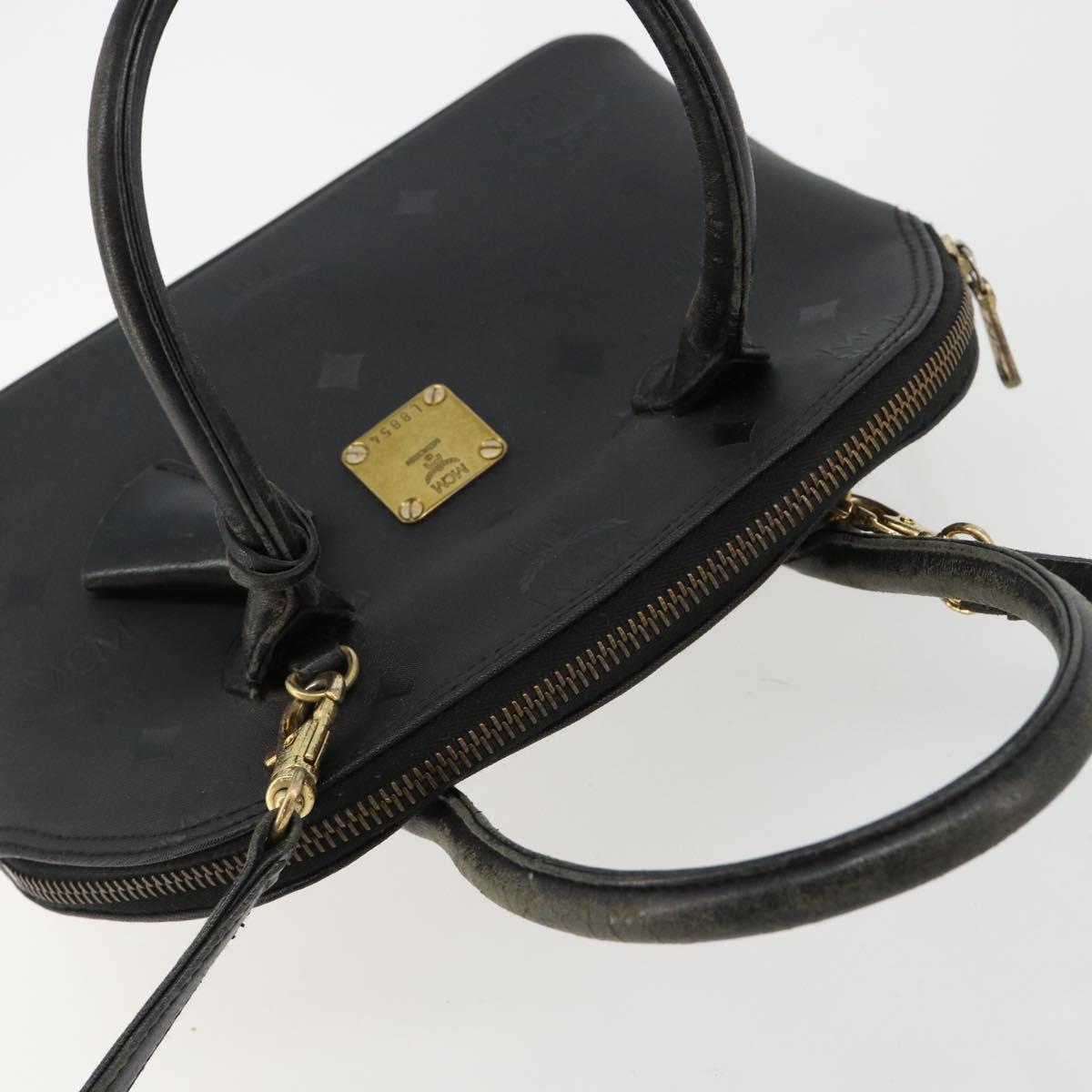 MCM Logogram Vicetos Hand Bag PVC 2way Black Gold Auth 181172