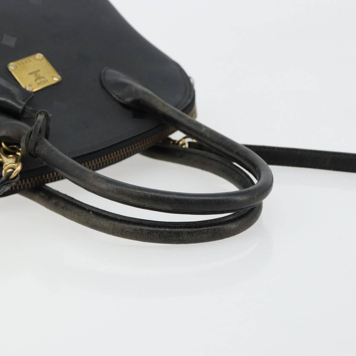 MCM Logogram Vicetos Hand Bag PVC 2way Black Gold Auth 181172