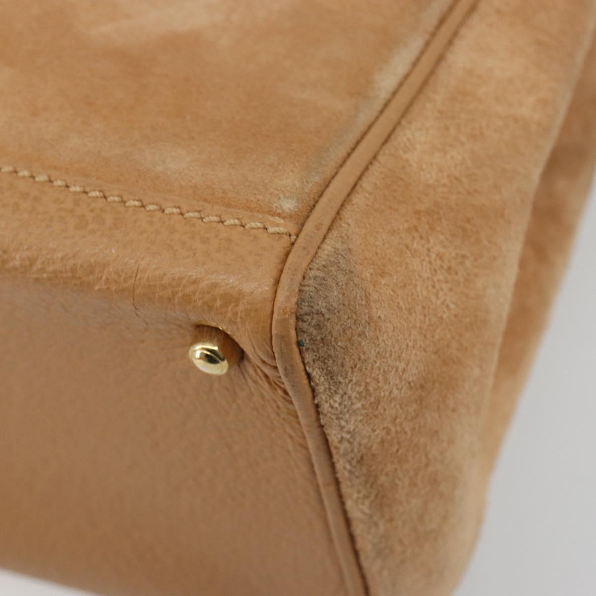 GUCCI Bamboo Hand Bag Suede 2way Beige Gold 000 1364 0316 Auth 181173