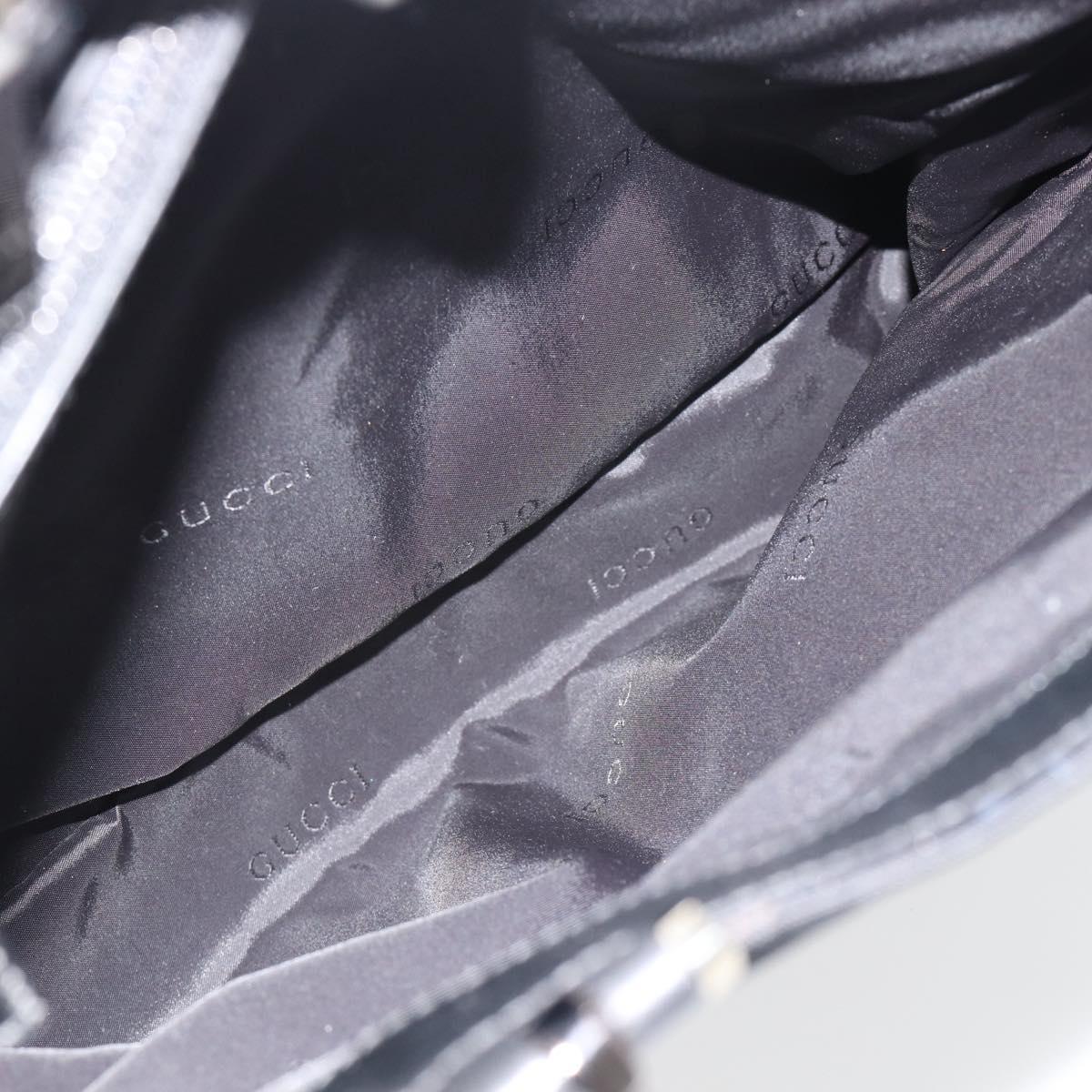 GUCCI Hand Bag Nylon 2way Black Silver 002 1028 3754 Auth 181176