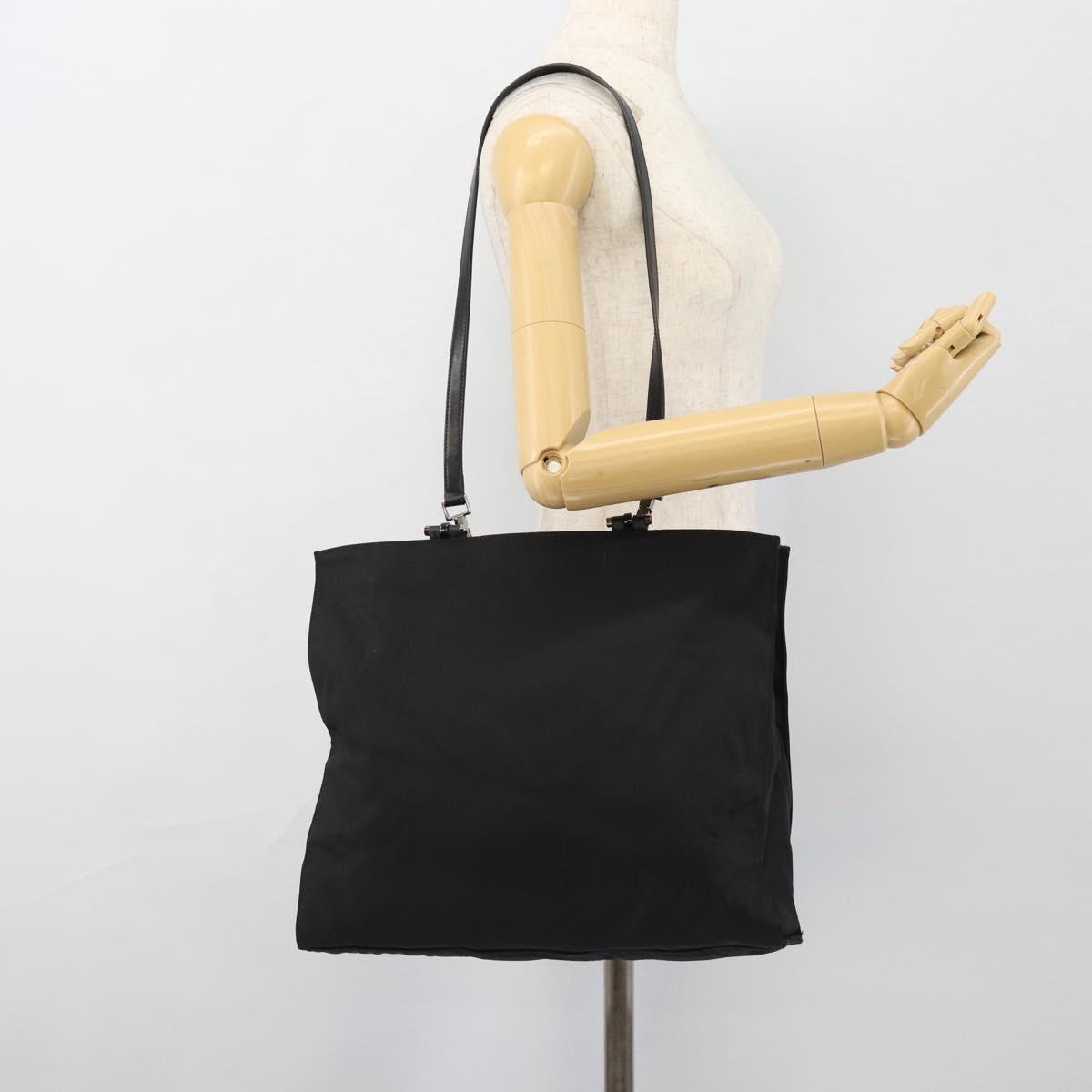 GUCCI Hand Bag Nylon 2way Black Silver 002 1028 3754 Auth 181176