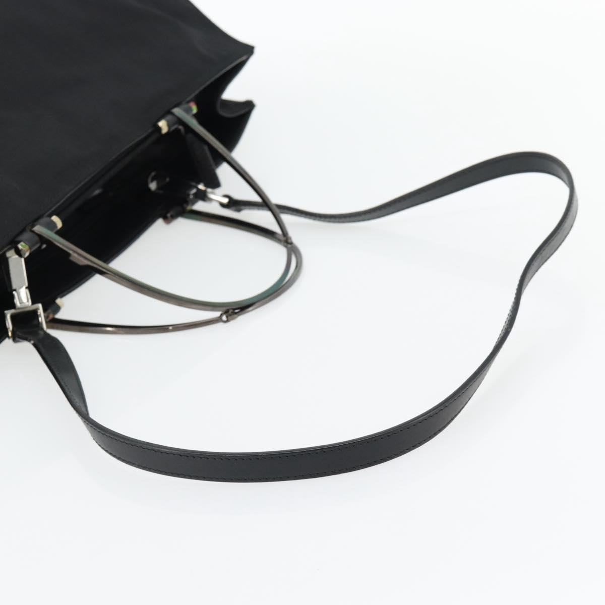 GUCCI Hand Bag Nylon 2way Black Silver 002 1028 3754 Auth 181176