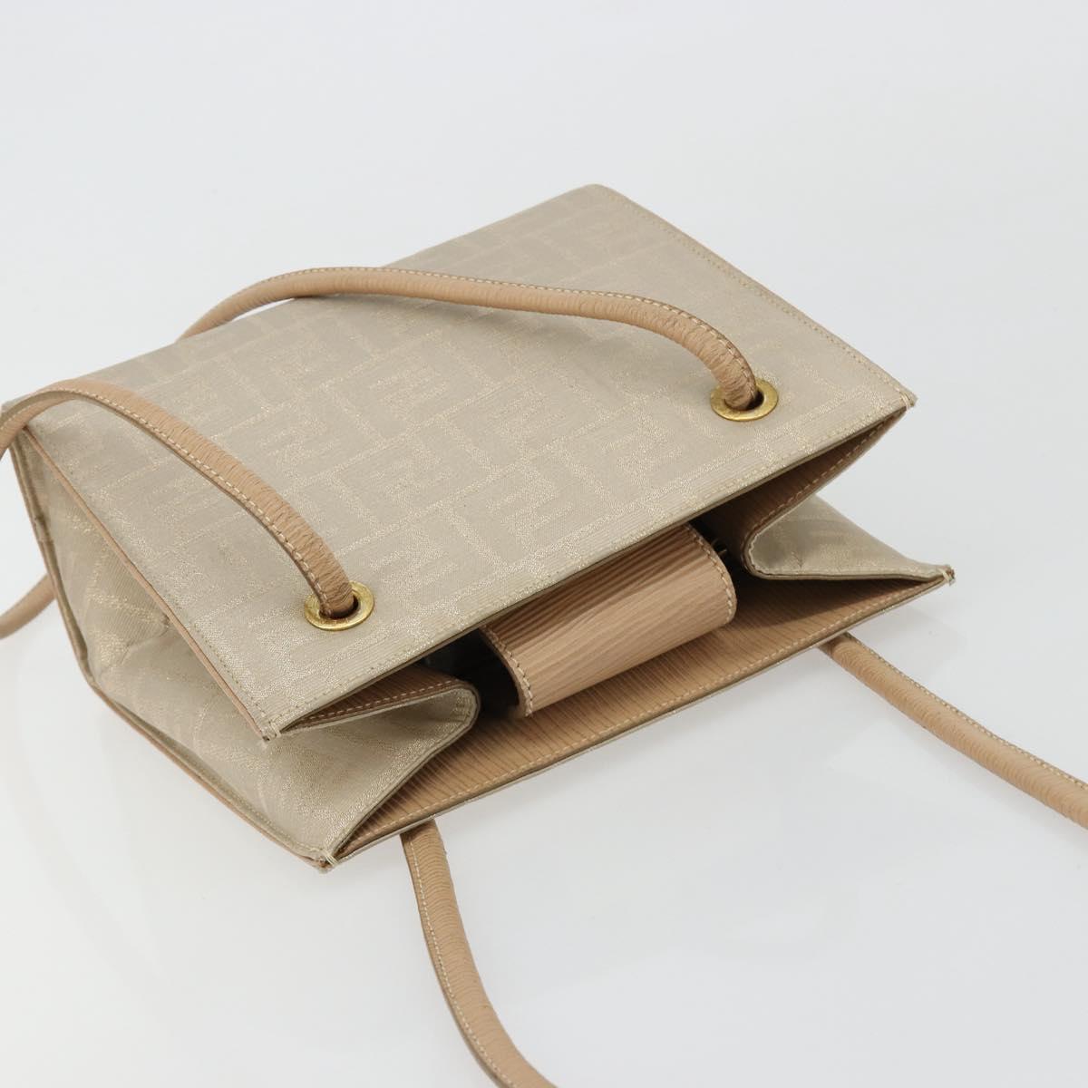 FENDI Zucca Canvas Tote Bag Beige Auth 181178