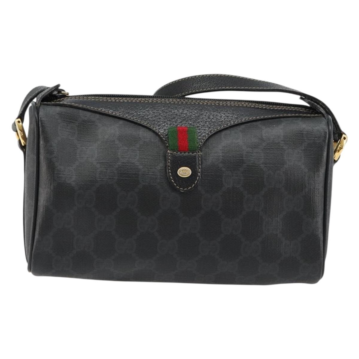 GUCCI GG Supreme Web Sherry Line Bag PVC Black Red 89 02 018 Auth 181179