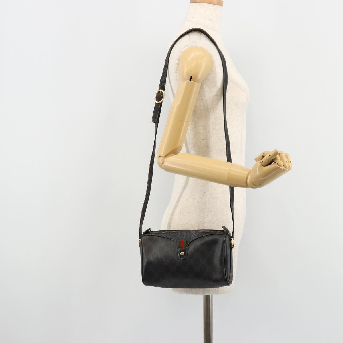 GUCCI GG Supreme Web Sherry Line Bag PVC Black Red 89 02 018 Auth 181179