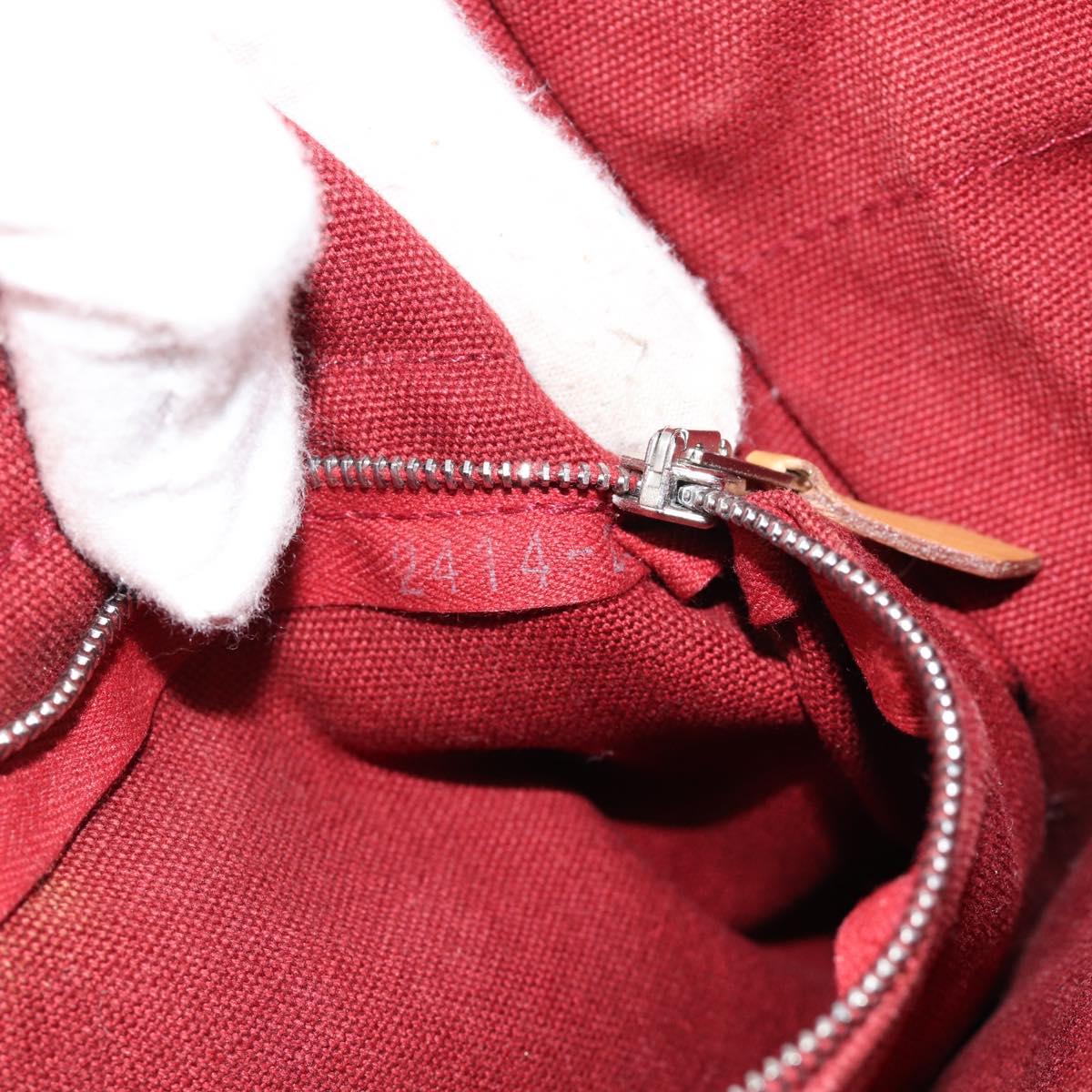 HERMES Fourre Tout PM Hand Bag Canvas Red Navy Silver Auth 181180