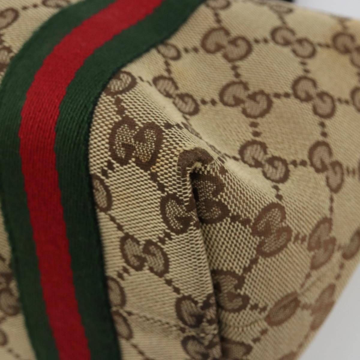 GUCCI GG Canvas Web Sherry Line Hand Bag Beige Gold Red 139261 Auth 181181