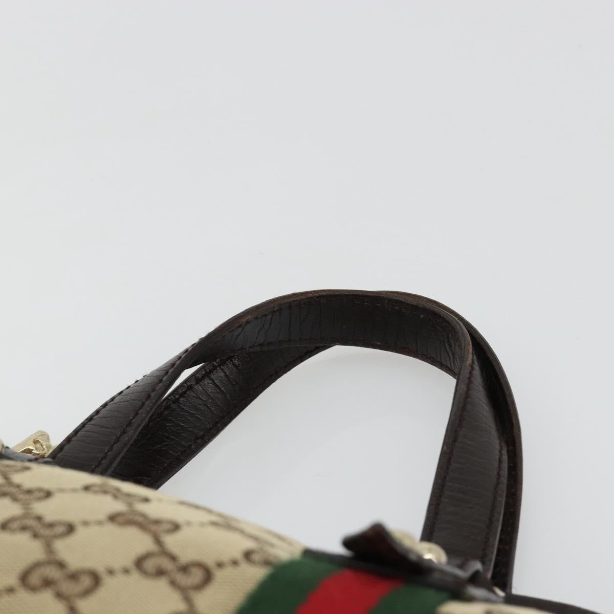 GUCCI GG Canvas Web Sherry Line Hand Bag Beige Gold Red 139261 Auth 181181