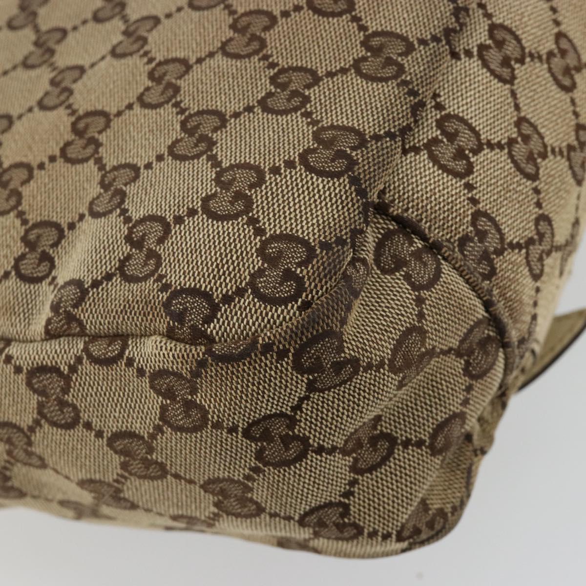 GUCCI GG Canvas Shoulder Bag Beige Silver 145859 Auth 181188