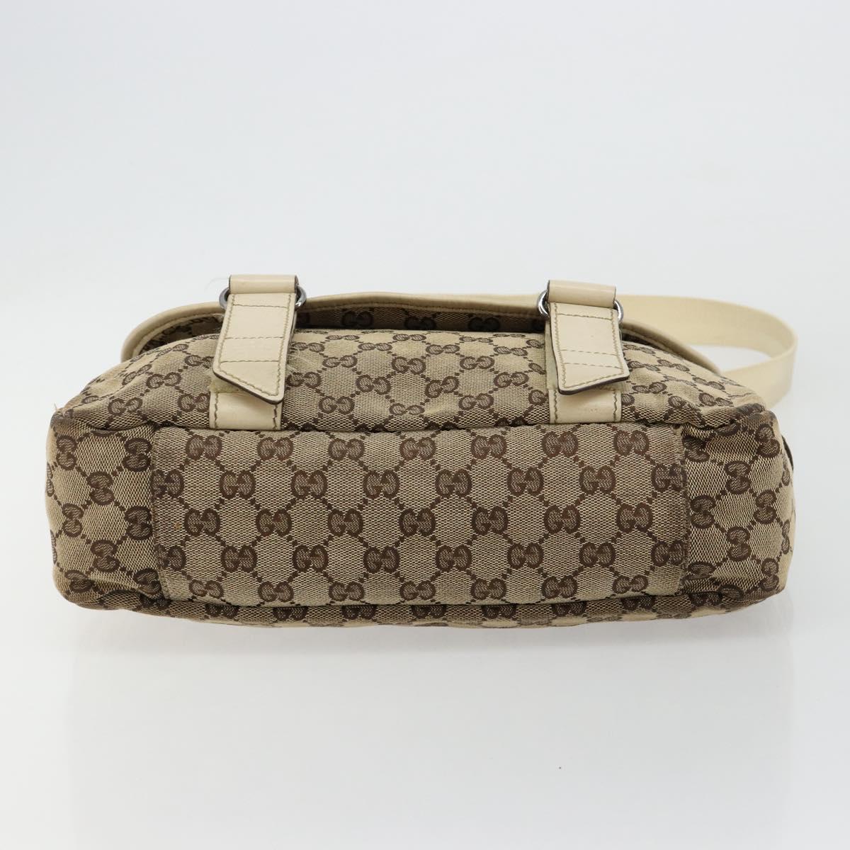 GUCCI GG Canvas Shoulder Bag Beige Silver 145859 Auth 181188