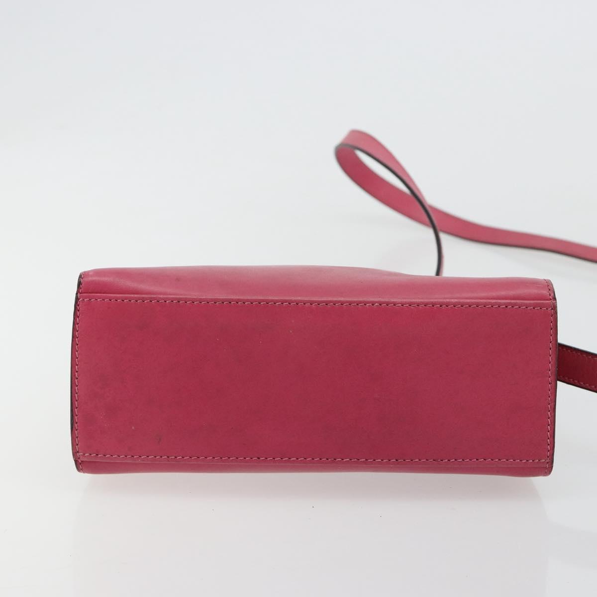 CELINE Hand Bag Leather 2way Pink Gold Auth 181199